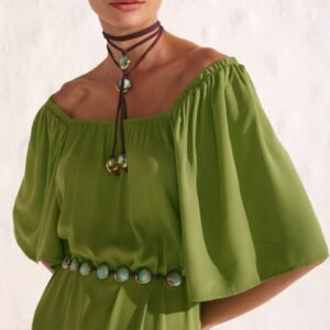 VESTIDO MAXI MIDI EM BLEND DE VISCOSE