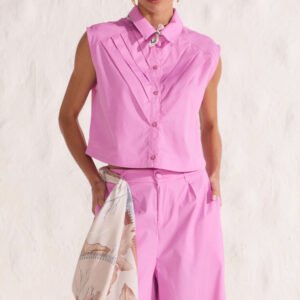 CAMISA CROPPED EM TRICOLINE COM ELASTANO