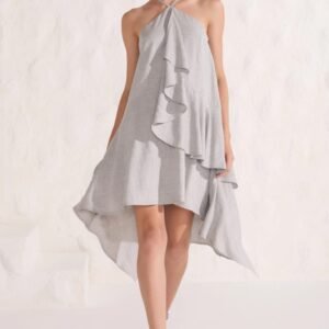 VESTIDO CINZA ASSIMÉTRICO