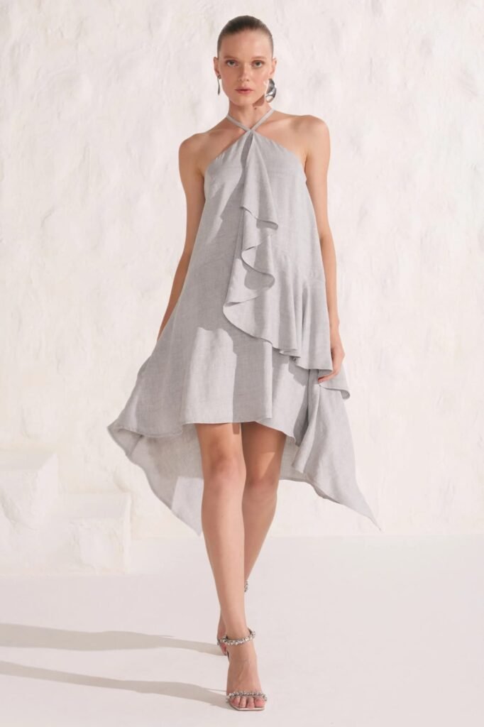 VESTIDO CINZA ASSIMÉTRICO LINZZI