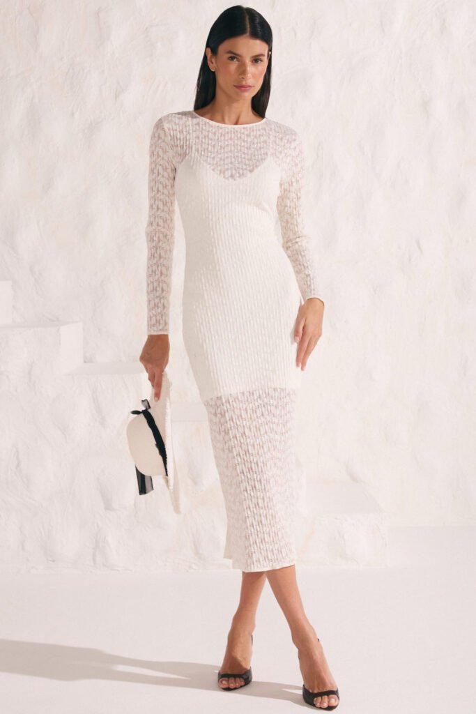 VESTIDO BRANCO MANGA LONGA LINZZI