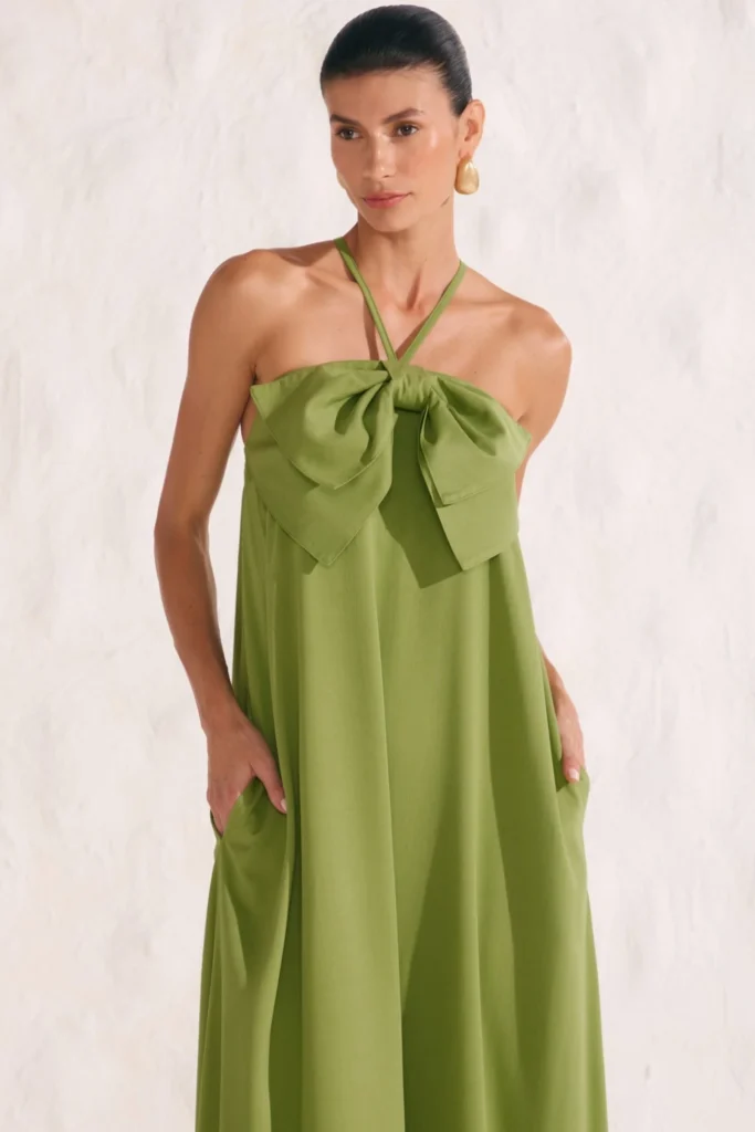 VESTIDO MAXI DE LAÇO VERDE LINZZI