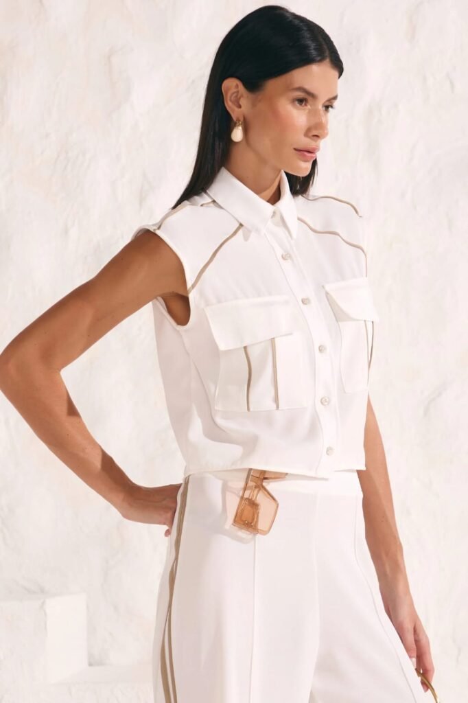 CAMISA CROPPED DE MANGAS LINZZI