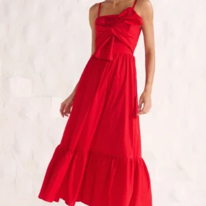 VESTIDO VERMELHO EM TRICOLINE