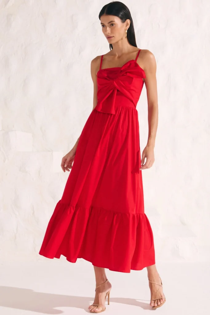 VESTIDO VERMELHO EM TRICOLINE LINZZI
