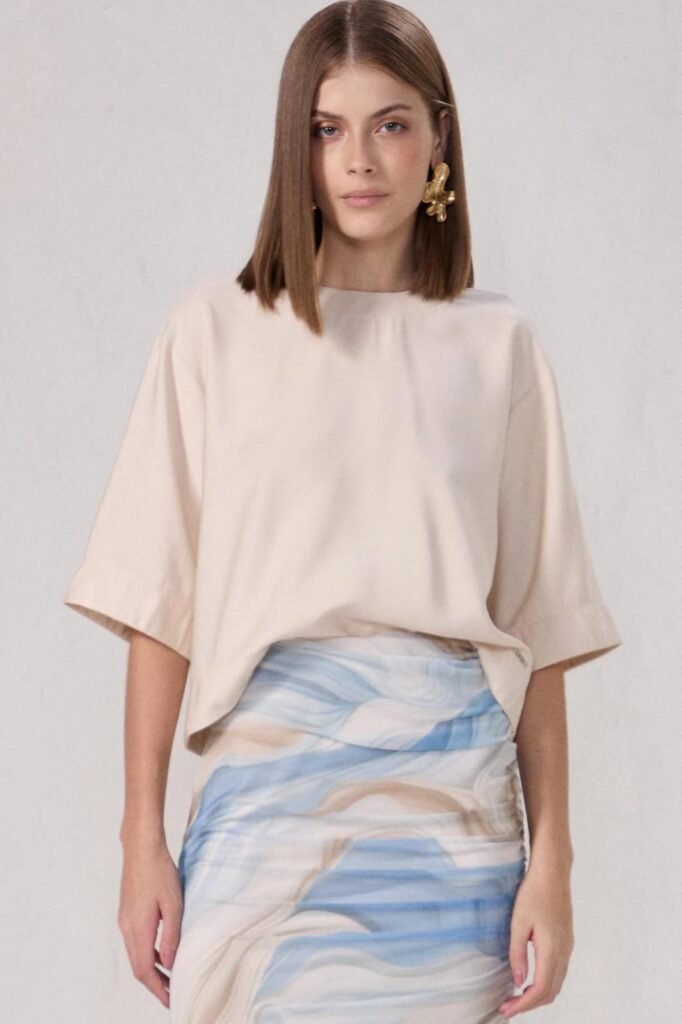 BLUSA EM VISCOSE ALFAIATARIA LINZZI