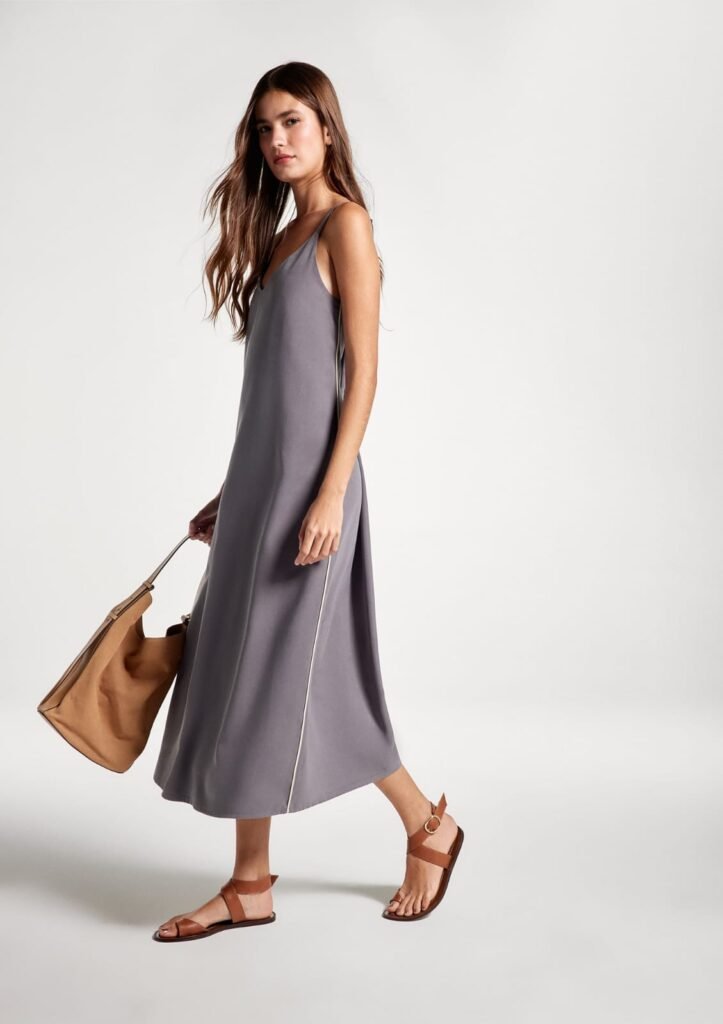 VESTIDO CINZA LONGO HERING